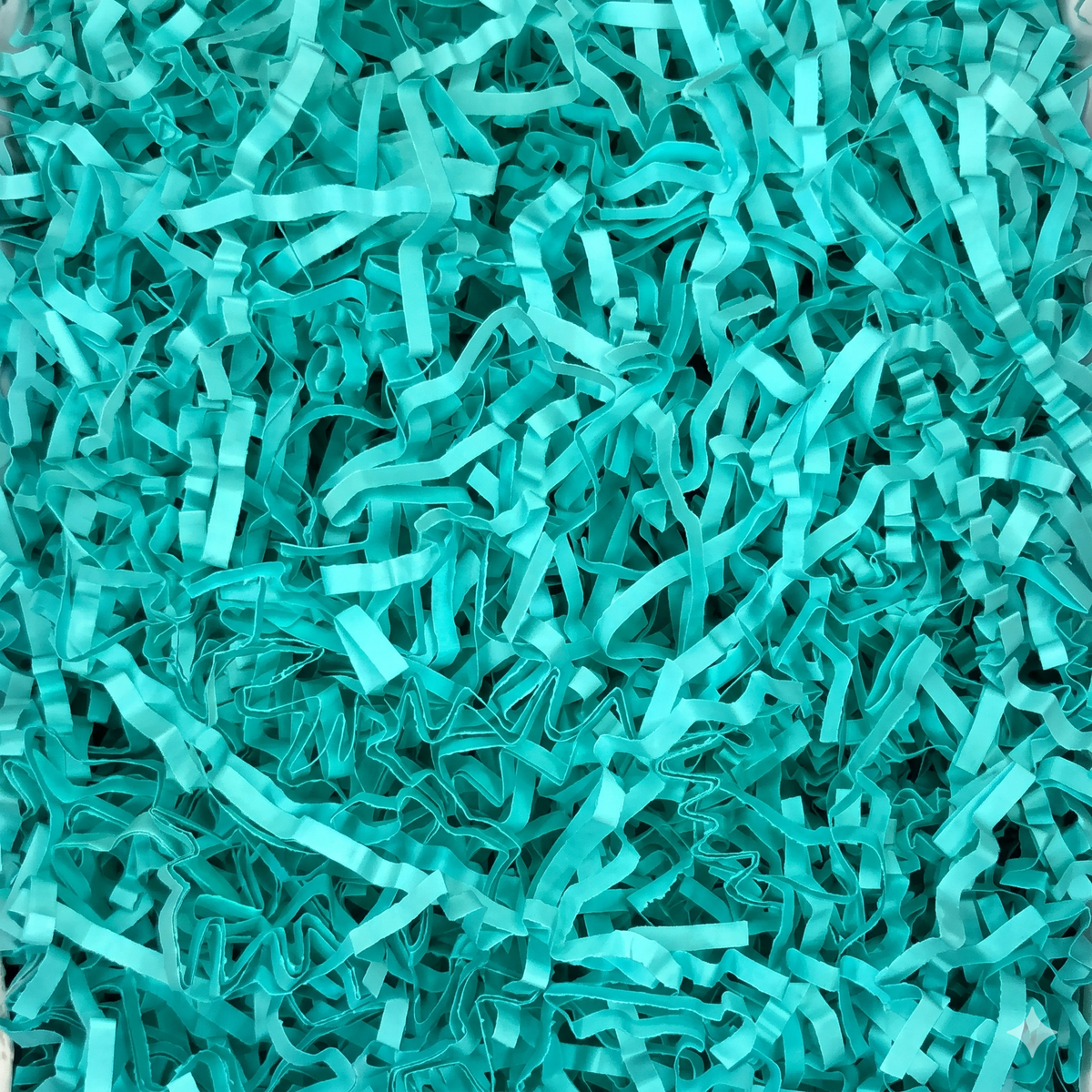 Turquoise crinkle cut shredded paper filler