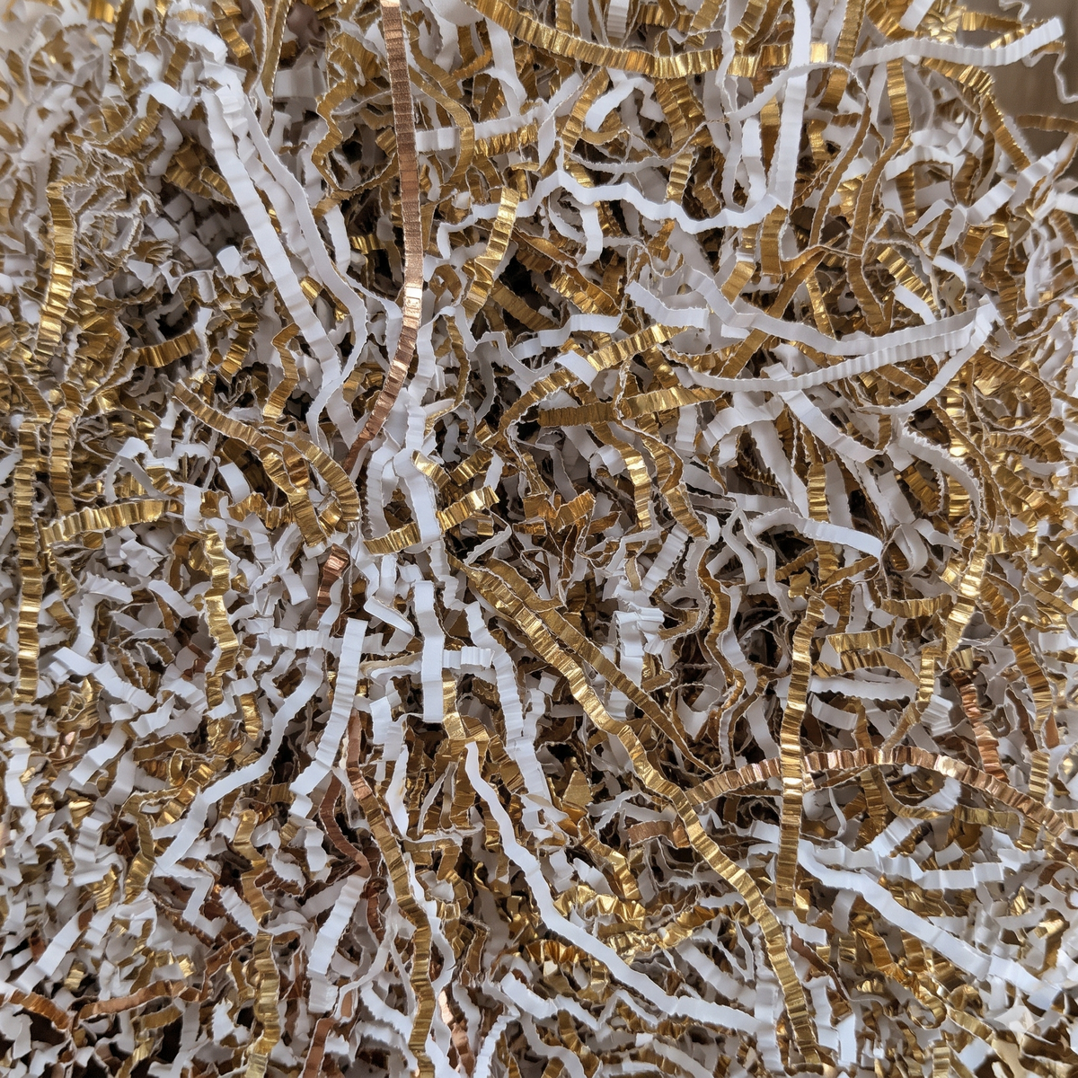 Metallic Gold crinkle cut shredded paper filler