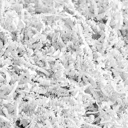 White crinkle cut shredded paper filler